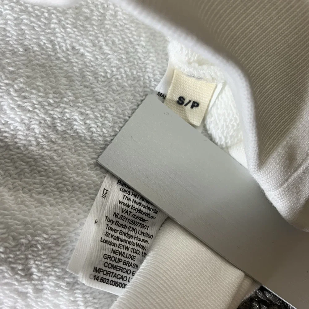 Tory Burch White Polo Sweatshirt with‎ Green and Blue Accents - Picture 5 of 9